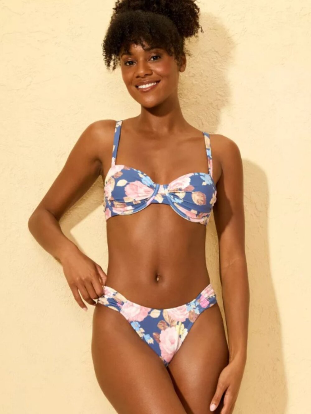 NEW Shade & Shore Women's Floral Print Bikini 34C Top & Medium Bottom